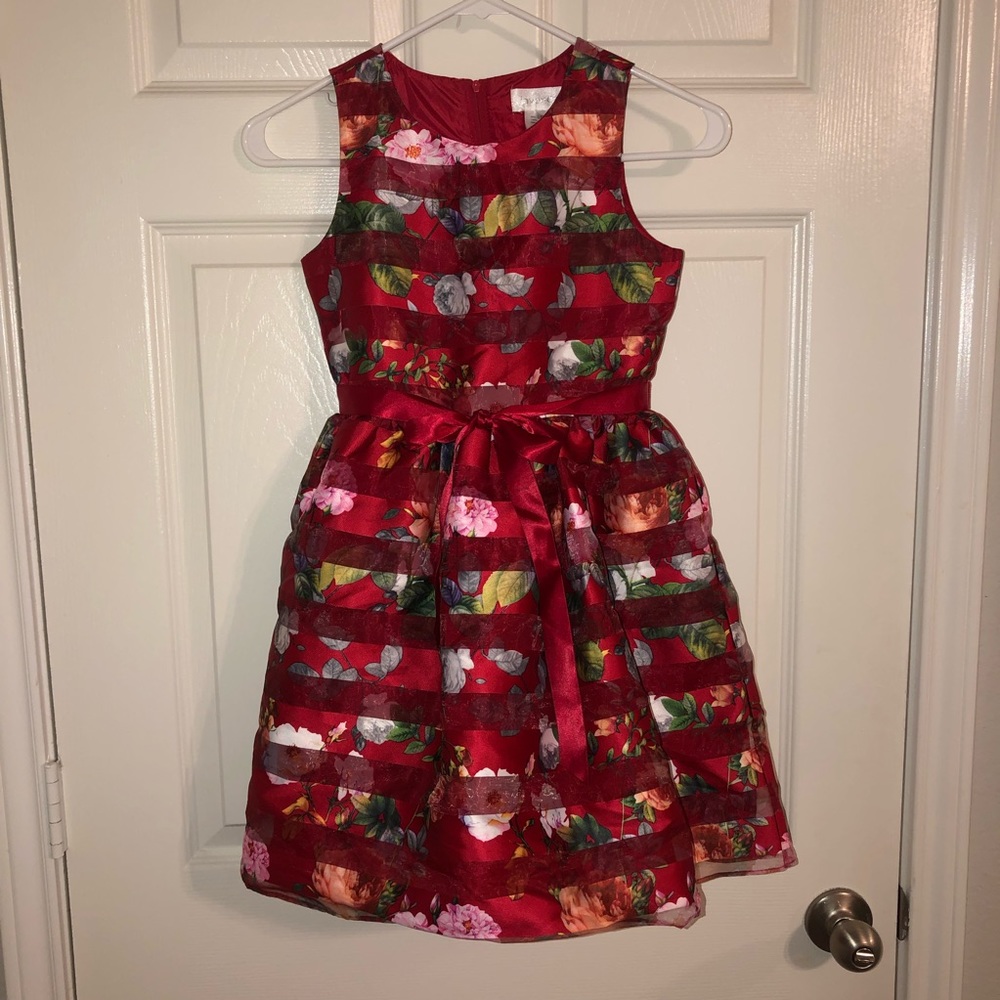Girls red floral dress